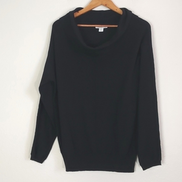 NEW Coldwater Creek Women's Sweater Cowl Neck Black Size Petite Large - Picture 1 of 14